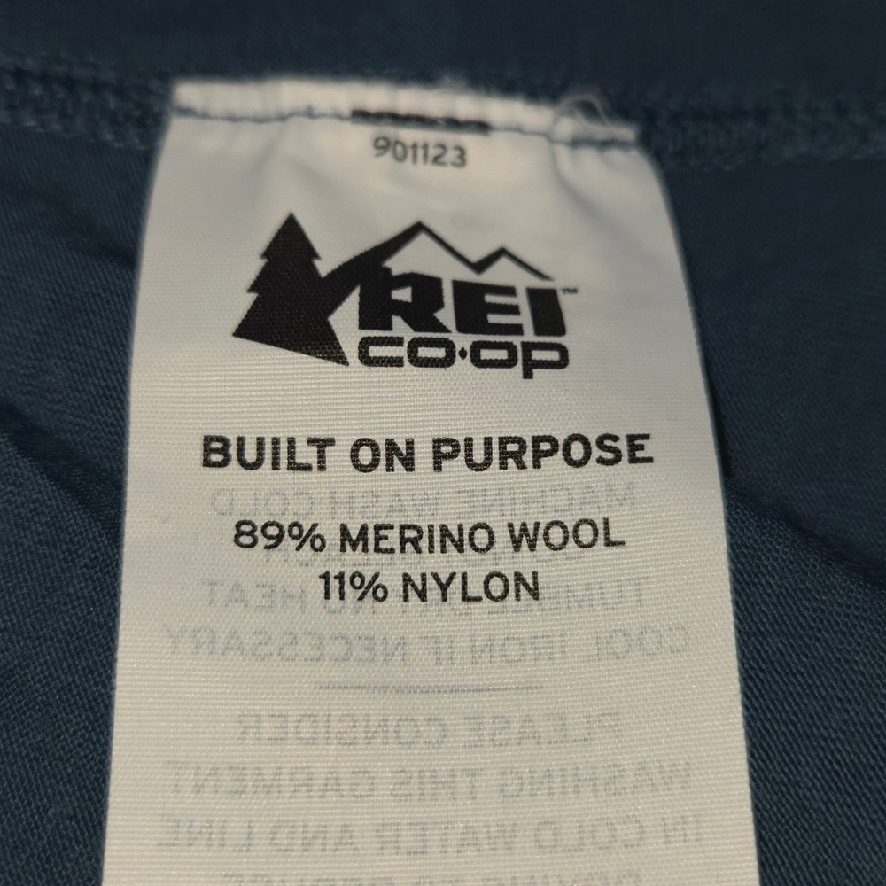 REI Co-op Quarter Zip Pullover Womens XS Blue Merino Wool Hiking Base Layer - Picture 10 of 11